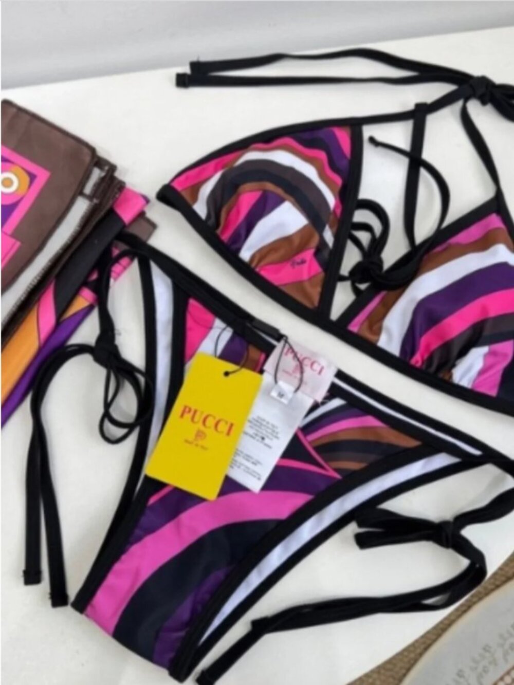 Emilio Pucci Vibrant Pink and Brown Bikini Set - Picture 4 of 5